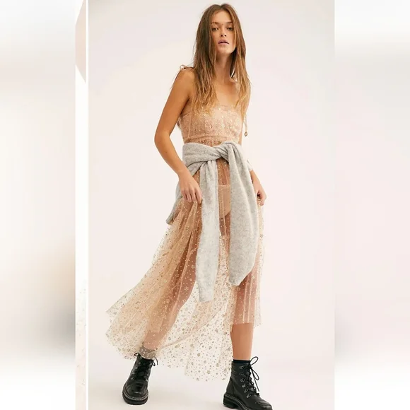 Free People | Dresses | Free People Estella Glitter Maxi Dress | Poshmark